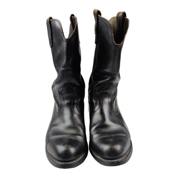Biltrite Black Leather Boots Western Cowboy Slip-on Caws Paw main image 10